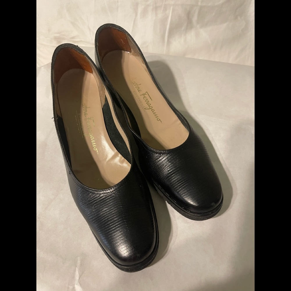 Salvatore Ferragamo Black Leather Heels